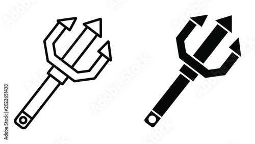 Fotografía Trident and pitchfork vector icons set