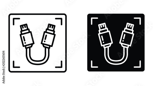 Usb type c cable adapter pair icon illustration