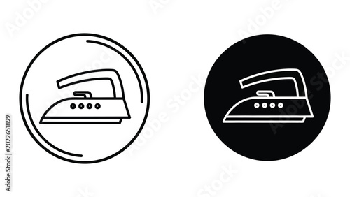 Minimalist iron icon in contrasting circular background