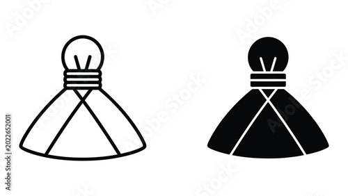 Minimalist light bulb icon with crossed wires illustration