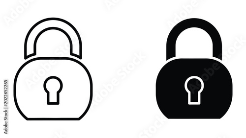 Photos Open and closed padlock icons in contrasting colors