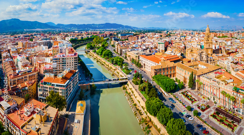 Murcia city aerial panoramic view in Spain
