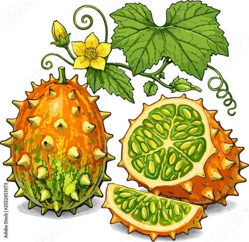 Tableau sur toile Cucumis metuliferus illustration art