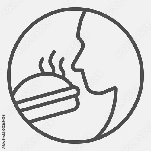 Tableau sur toile Hamburger and person face line icon, snack food concept