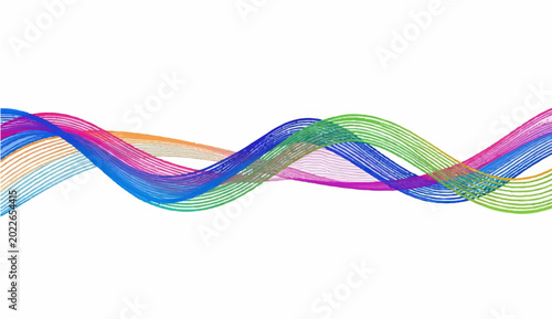 Canvas Print A vibrant and colorful set of wavy lines dance gracefully across the frame, creating a sense of movement and energy in a minimalist design