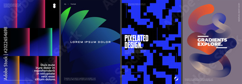 Futuristic posters collection with different design.