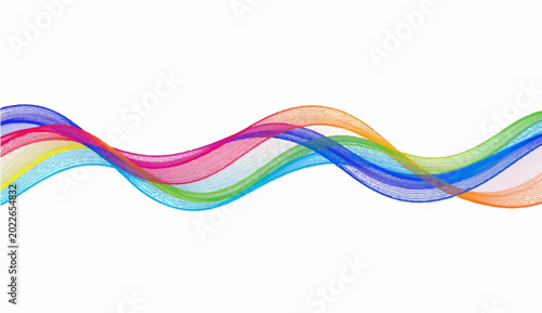 Billede på lærred Colorful ribbon-like waves, gracefully arching across the image