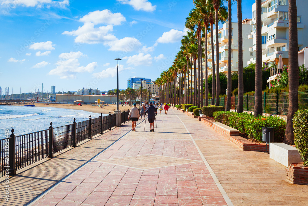 Fototapeta premium Marbella beach promenade in Andalusia, Spain