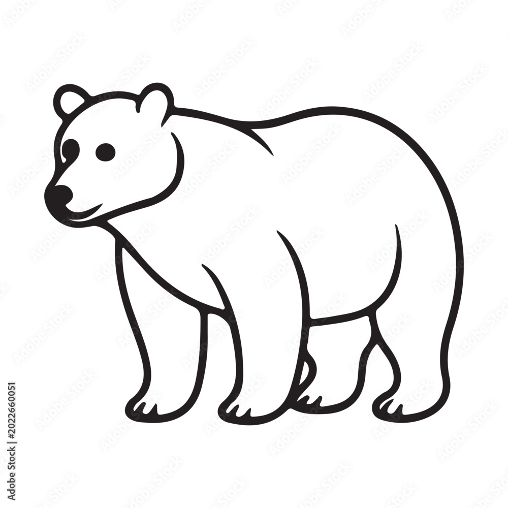 Obraz premium Cute Bear Outline Vector Illustration in Black and White Line Art