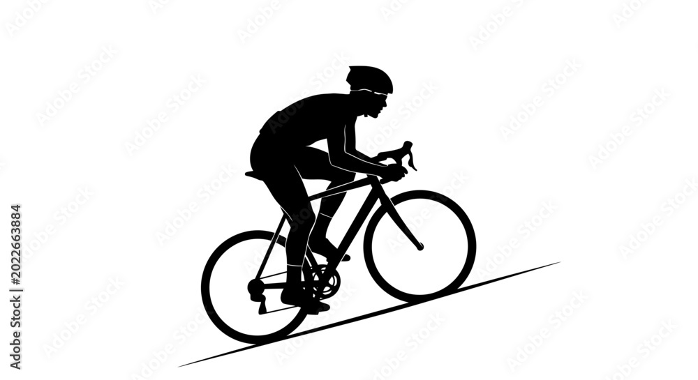 Fototapeta premium Cyclist Riding Bicycle Silhouette.