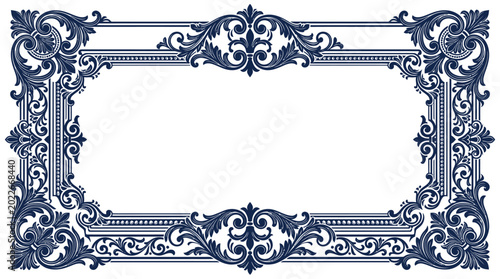 Ornate vintage decorative frame, baroque flourish border, elegant design element