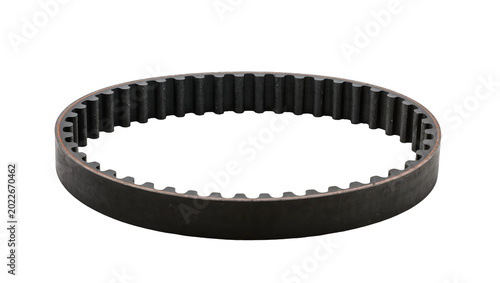 Tableau sur toile Black rubber toothed timing belt, isolated on transparent background