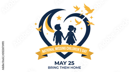 Children holding hands with moon and stars for Missing Children's Day