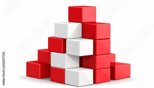 Red and white building blocks stacked