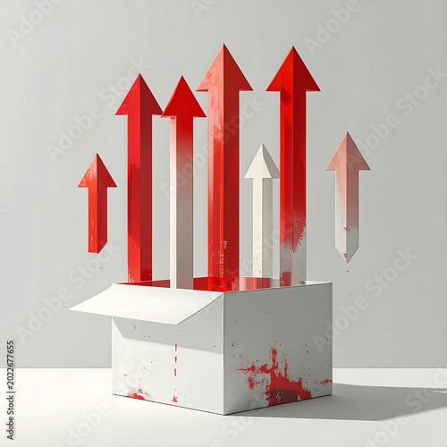Red and white arrows erupting from a box