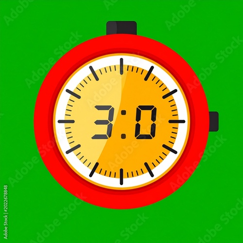 Red stopwatch on green backdrop