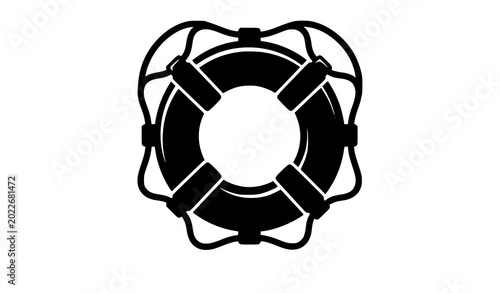 Foto Distressed life preserver vector illustration with rustic nautical lifebuoy ring