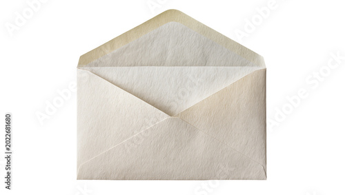 Quadro su tela Open beige paper envelope with aged edges, isolated on transparent background