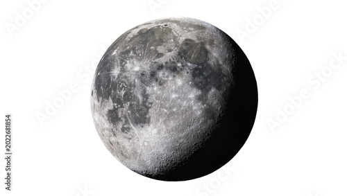 Foto Detailed textured moon surface, isolated on transparent background
