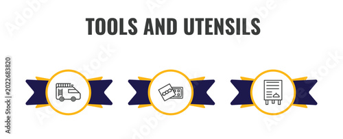 Φωτογραφία tools and utensils outline icon set