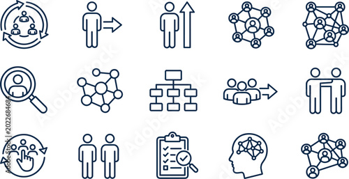Photos Business Networking and Human Resources Icon Set for Team Management Organizatio