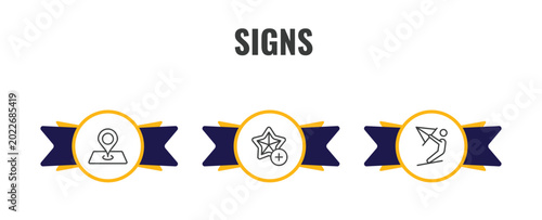 Bild auf Leinwand signs outline icon set