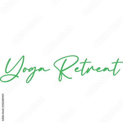 Yoga retreat elegant green cursive script typographic text design for wellness and holistic health