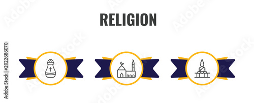 Valokuva religion outline icon set
