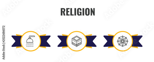 Tableau sur toile religion outline icon set