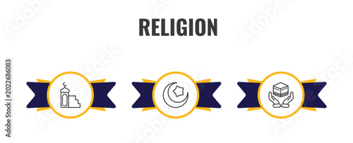 Fotografija religion outline icon set