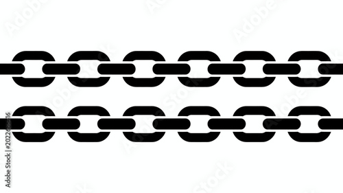 Obraz na płótnie Black chain link pattern on a white background two parallel rows of interconnect