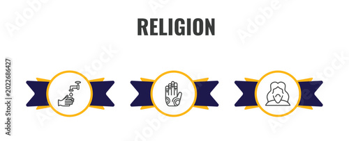 фотографія religion outline icon set