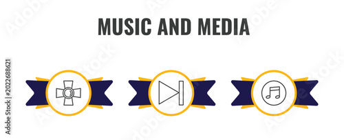 Konstfotografi music and media outline icon set