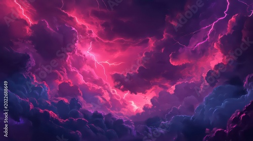 Dramatic stormy clouds illuminated by flashes of lightning, creating a powerful atmosphere of nature's fury and intensity.
