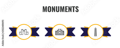 Bild auf Leinwand monuments outline icon set