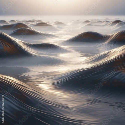 Mystical Ocean Waves - A Serene and Dreamlike Landscape.