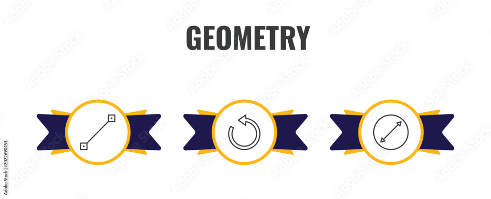 Obraz premium geometry outline icon set. thin line lengthen, rotate, diameter icons. editable vector