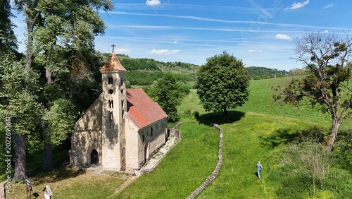 Bild auf Leinwand Romanesque chapel of Manfa in rural Hungary