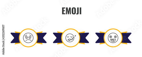 Schilderij op canvas emoji outline icon set