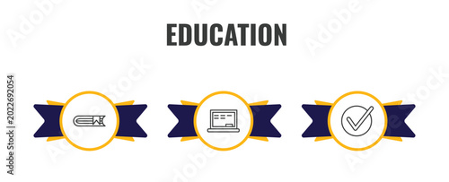 Konstfotografi education outline icon set