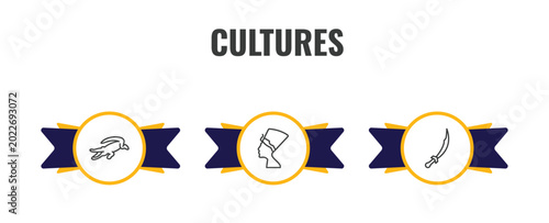 Bild auf Leinwand cultures outline icon set