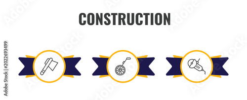 Εκτύπωση καμβά construction outline icon set