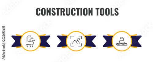 Tableau sur toile construction tools outline icon set