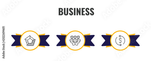 Tableau sur toile business outline icon set