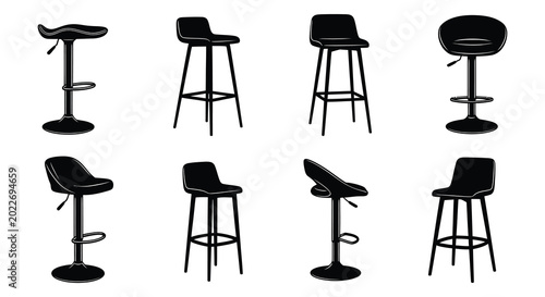 Tableau sur toile Bar stools collection black silhouette