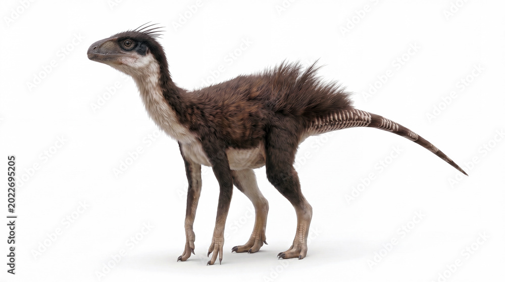 Fototapeta premium Gamatavus antiquus in full lateral view displaying accurate anatomy and proportions, detailed scientific reconstruction of an extinct prehistoric bird isolated on white background