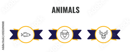 Photography animals outline icon set