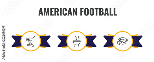 Schilderij op canvas american football outline icon set