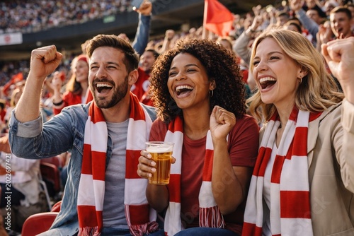 Excited Fans Celebrating During Stadium Match