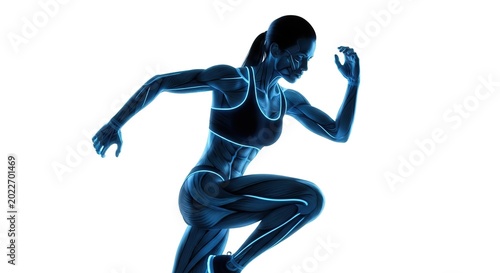 Energetic Female Athlete Sprinting with Determination and Focus.